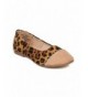 Flats Girls Faux Suede Leopard Capped Toe Ballet Flat HA85 - Camel Mix Media - CX18329YQKO $45.20