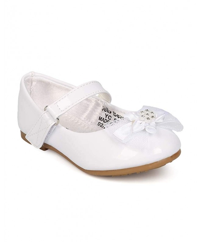 Flats Girl Patent Leatherette Mesh Bow Mary Jane Ballerina Flat (Toddler) EI36 - White - CC12HRNR3P9 $39.39