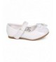 Flats Girl Patent Leatherette Mesh Bow Mary Jane Ballerina Flat (Toddler) EI36 - White - CC12HRNR3P9 $39.39
