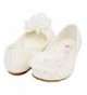 Flats Flats w/Flower Bow & Rhinestone Party Shoes - White - CI11NH1G8XT $42.24