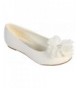 Flats Flats w/Flower Bow & Rhinestone Party Shoes - White - CI11NH1G8XT $42.24