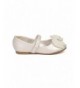 Flats Girls Bow Tie Mary Jane Ballerina Flat HE70 - Ivory Leatherette - CJ18757ONY2 $37.72