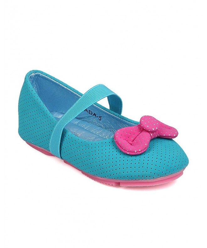 Flats Leatherette Perforated Bow Tie Mary Jane Flat (Toddler Girl/Little Girl) FB79 - Blue - C812JTHDIOL $45.77