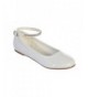Flats Girls White Satin Ankle Strap Flats with Rhinestone Embellished Strap - White - CS188U24HCD $52.30