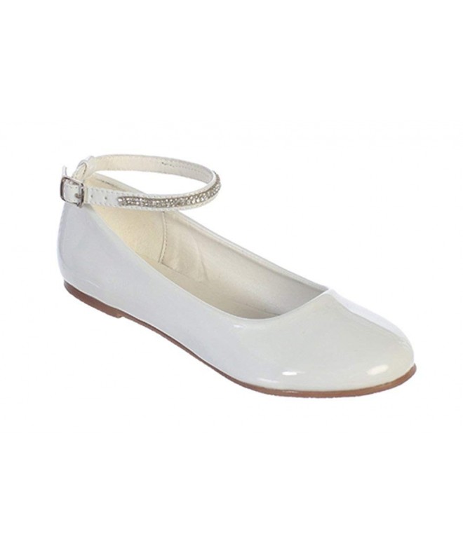 Flats Girls White Satin Ankle Strap Flats with Rhinestone Embellished Strap - White - CS188U24HCD $52.30