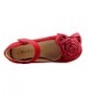 Flats Girl's Flower Bow Top Mary Jane - FBA173018A-9 Red - CX184OANRS7 $28.95
