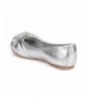 Flats Metallic Round Toe Rhinestone Brooch Ballerina Flat (Toddler/Little Girl/Big Girl) DB76 - Silver - CM126Q57BQ5 $34.10
