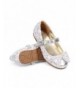 Flats Metallic Glitter Lace Bow Mary Jane Ballerina Flat (Toddler/Little Girl/Big Girl) DB62 - Silver - CK126KXA1O1 $34.61