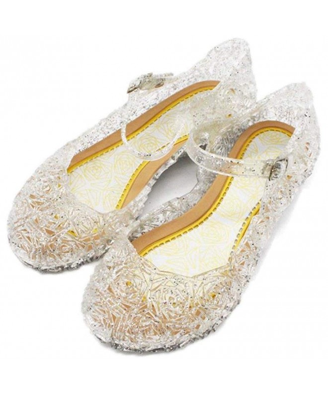 Flats Girls Glitter Nest Lines Mary Jane Flat Shoes Crystal Princess Dress Sandals - White - CP18EI0SI5K $24.46