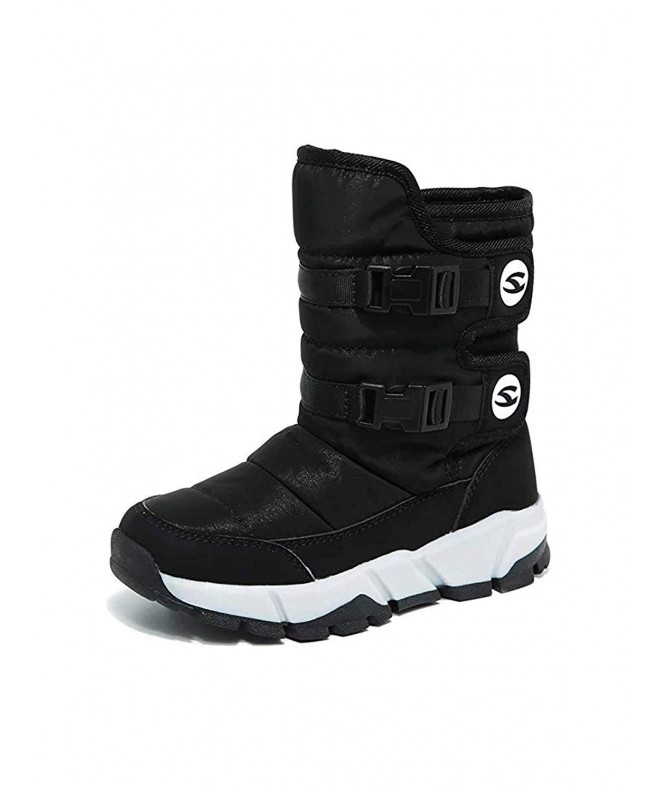 Boots Snow Boots for Boys and Girls Winter Waterproof Warm Outdoor Shoes - Black - C718K5OGM0M $59.62