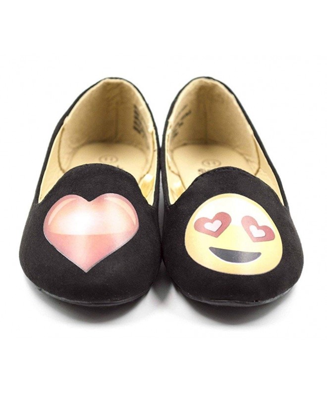 Flats Girl's Emoji Heart Smiley Smoking Slipper Flats (Big Kid/Little Kid) - Black - CM12DHU5CVX $21.07