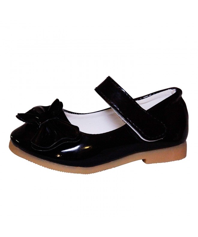 Flats Kids Girls Toddler Shoes - Little Kids Patent Leather Black Bow Mary Janes - New Black Bow - CB12HOOOPVB $34.08