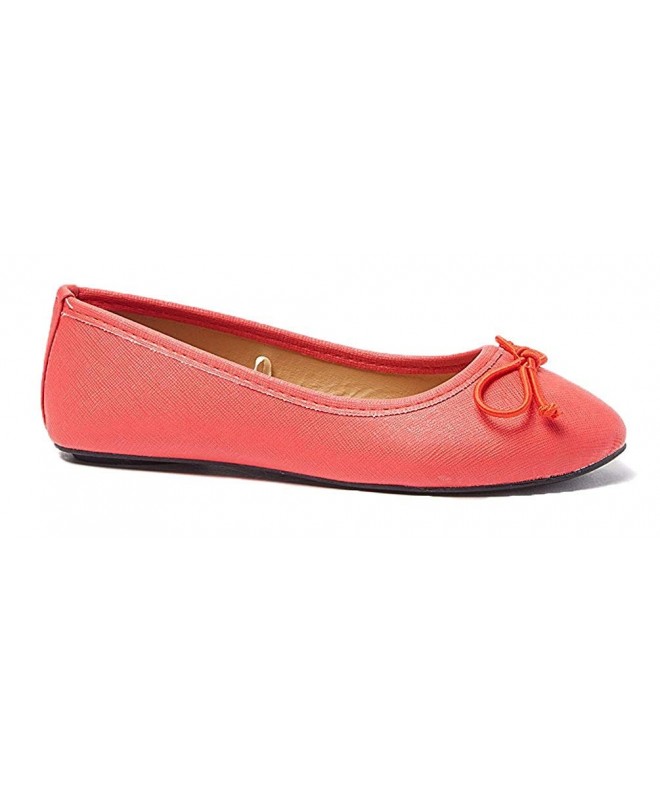 Flats Casual Comfortable Round Dance Ballerina Flat w/Bow (Youth/Little Girl) - Red - CA12MY09CQM $19.75