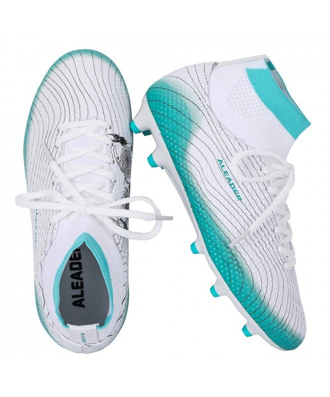 Football Boy's Athletic Soccer Cleats Football Boots Shoes (Little Kid/Big Kid) - White/Aqua Sky - C518NY993QQ $69.12