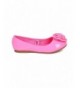 Flats Jelly Beans Neon Patent Leatherette Rose Embellished Ballerina Flat HA80 - Neon Pink Patent - C718EZHTOWH $32.97
