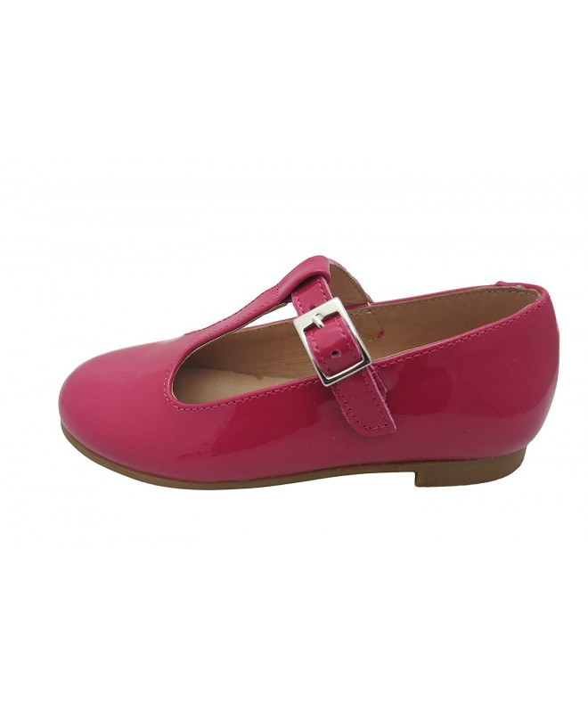 Flats Girls Fucsia (Pink) Patent Leather T-Strap Dress Shoe - CT188DY7Q2K $63.92