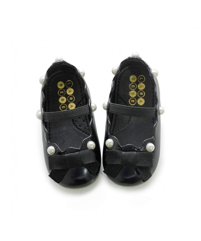 Flats Girl's Mary Jane Flat Shoes Pearl Ribbon(Toddler/Little Kid/Big Kid) Black - C218DCAZ3ZS $33.69