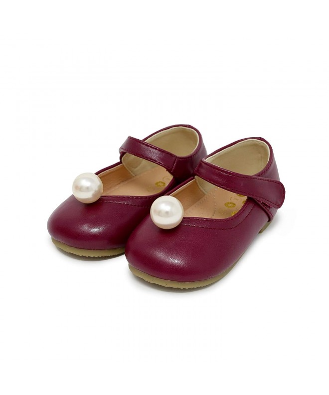 Flats Girl's Mary Jane Flat Shoes Pearl Party Shoes Tiny Princess(Toddler/Little Kid) Purple - CN18DCAC4DG $32.89