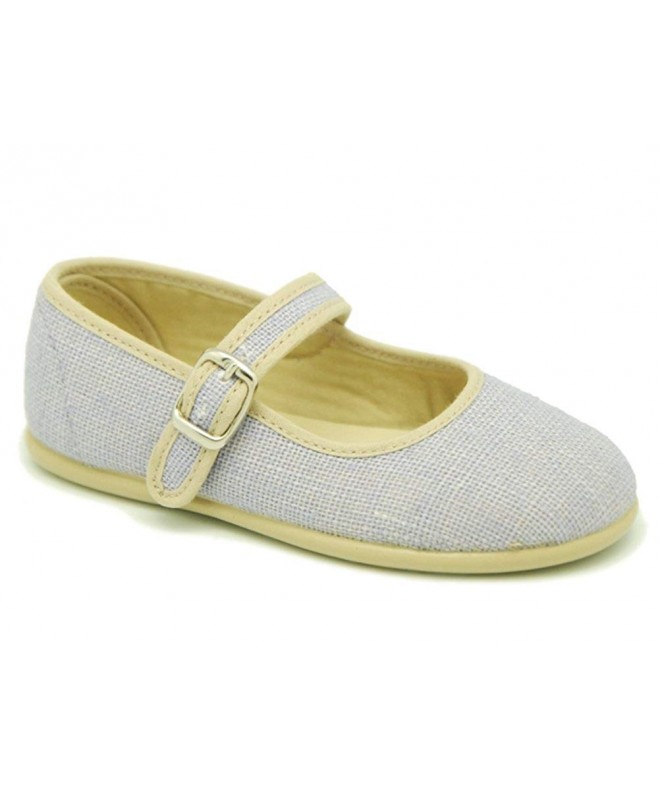Flats Girl Linen Canvas Stylized Mary Jane Shoes with Buckle Fastening - Lite Purple - C3182GKIM27 $49.66