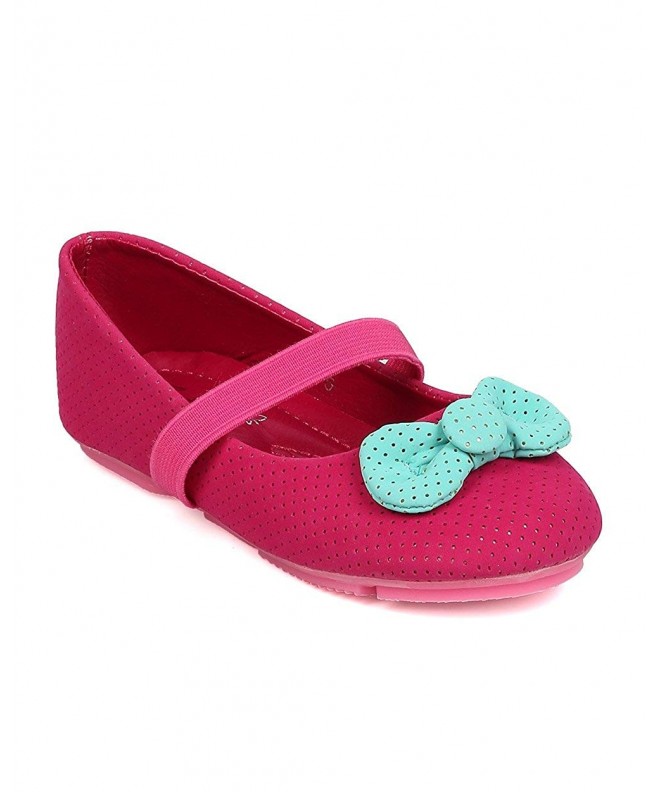 Flats Leatherette Perforated Bow Tie Mary Jane Flat (Toddler Girl/Little Girl) FB79 - Fuchsia - CN12JTHB3FH $43.14
