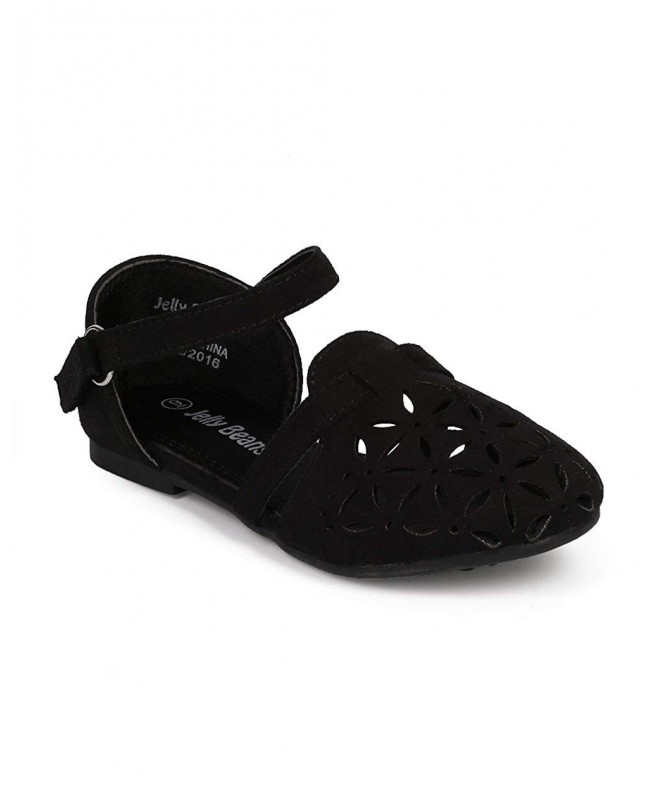 Flats Suede Flower Hollow Out Round Toe D'Orsay Flat (Toddler/Little Girl) DH99 - Black - CD12B8S0009 $28.99
