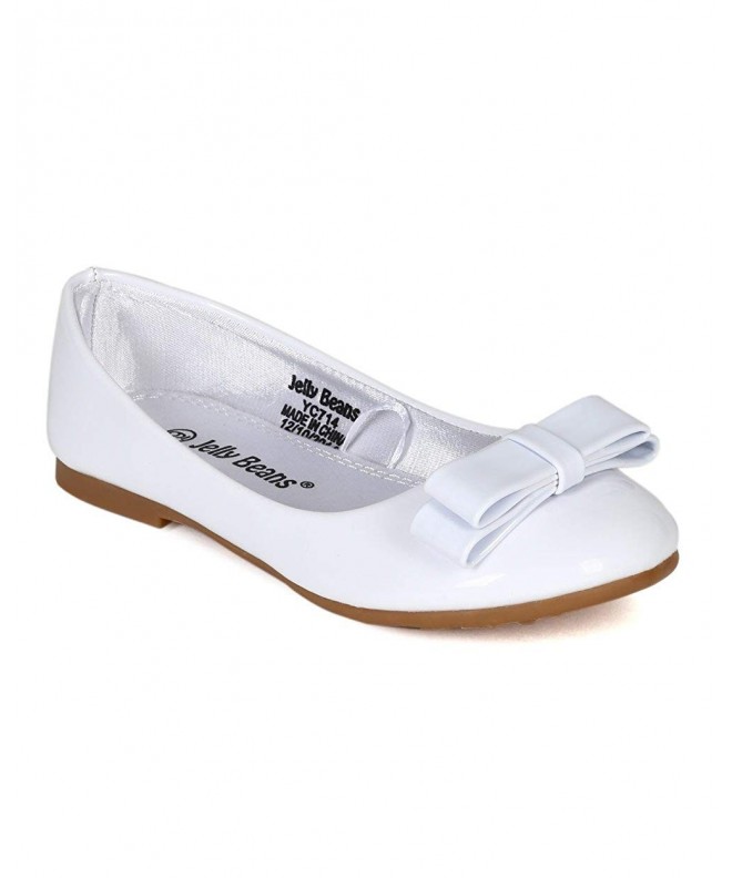 Flats Patent Leatherette Double Bow Ballerina Flat (Toddler/Little Girl/Big Girl) CA15 - White (Size: Little Kid 11) - CC11TY...