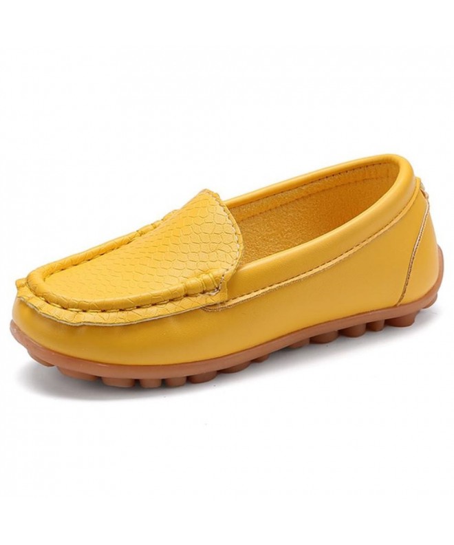 Loafers Kids Girls Boys Slip-on Loafers Oxford PU Leather Flats Shoes(Toddler/Little Kid) - Yellow - CV188TAU3ZL $25.43