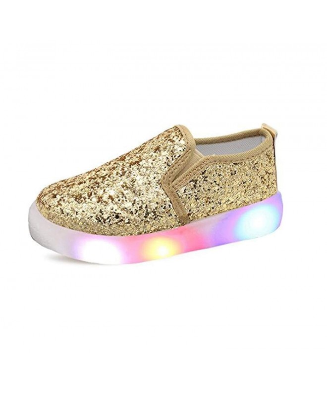 Loafers Sequins Flashing Loafers Sneakers - Sequins Gold - CE18K70730D $35.16