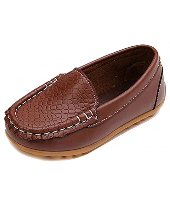 Loafers Toddler Synthetic Leather Loafers Little - Brown - CG189KWUOLZ $32.27