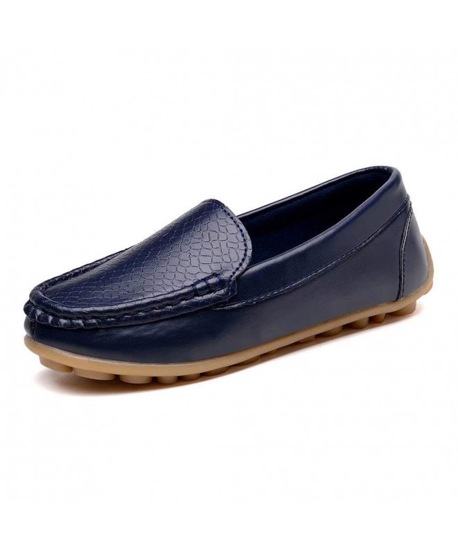 Loafers Casual Loafers Shoes Boys Girls Plush Moccasin Slip on Slippers Boat-Dress Shoes/Sneaker/Flats - 2 Dark Blue - C618IR...
