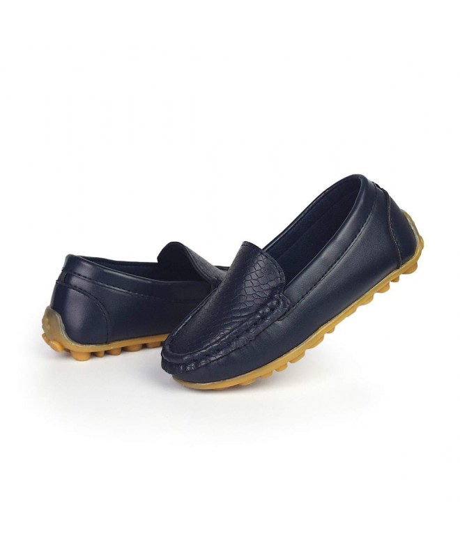 Loafers Toddler Boys Girls Leather Loafers Slip-on Boat Dress Flat Shoes (Toddler/Little Kid) - Dark Blue - C4189YDWL72 $19.94