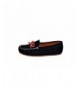 Loafers Girl's Boy's Cow Suede Slip-on Loafer Slippers Moccasin Slippers - Black - C0180CK4WYZ $24.02