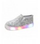 Loafers Girls' Light Up Sequins Shoes Slip-on Flashing LED Casual Loafers Flat Sneakers (Toddler/Little Kid) Silver US 9M - C...