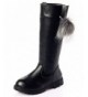Hiking & Trekking Girl's Waterproof Pom Pom Back Zipper Fur Tall Riding Boots (Toddler/Little Kid/Big Kid) - Black - CN128B2R...