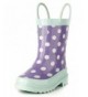 Rain Boots Toddler Kids Rain Boots Rubber Cute Printed with Easy-On Handles Red - Purple Dots - CJ189UI7HOY $37.72