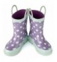 Rain Boots Toddler Kids Rain Boots Rubber Cute Printed with Easy-On Handles Red - Purple Dots - CJ189UI7HOY $37.72