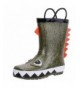 Rain Boots Kids Waterproof Rubber Rain Boots Girls - Boys & Toddlers Fun Prints & Handles - Olive/Dinosaur - C318HX0C8Z5 $40.40