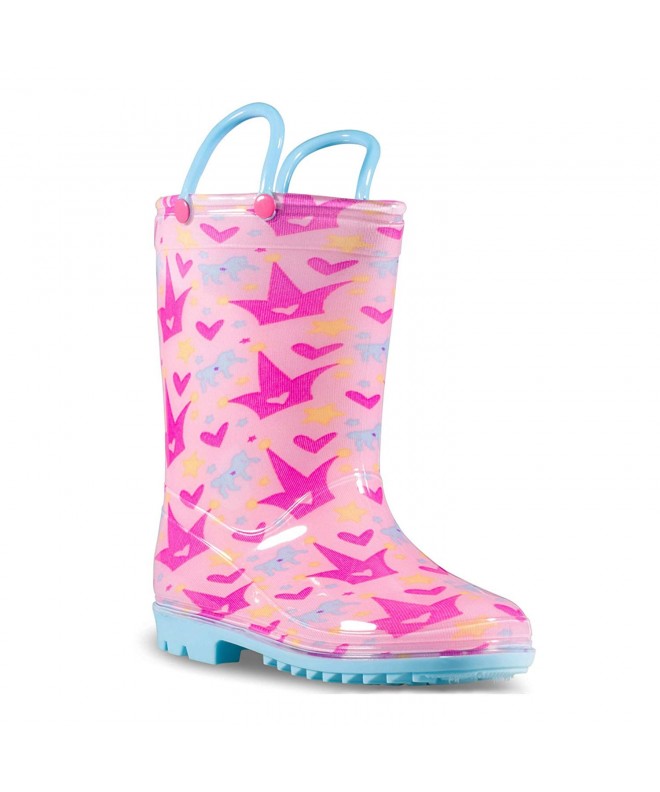 Rain Boots Children's Rain Boots Handles - Little Kids & Toddlers - Boys & Girls - Pink (Princess) - C518KWIN44O $30.95