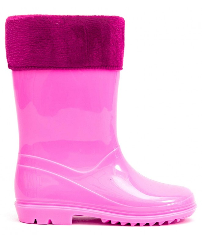 Rain Boots Toddler Kids Rain Boots Solid Color with Buckle - Pink Velvet - CU18GZ85T9Q $30.60