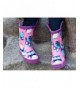 Rain Boots Boys Girls Rubber Rain Boot in Solid Fun Colors Easy on Handles - Purple Owls - CZ12O5BVC38 $36.37