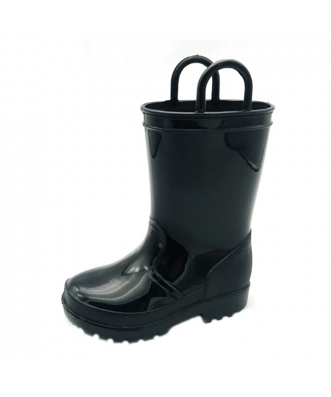 Rain Boots Toddler Waterproof Lightweight Comfortable Traction - Black - CI18LMZCR35 $36.28