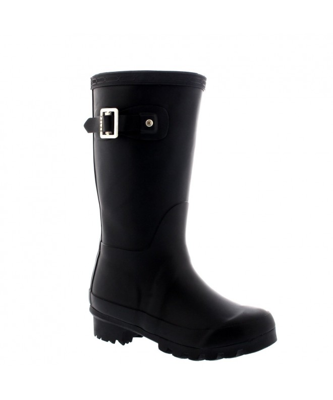 Rain Boots Unisex Kids Original Plain Wellie Rain Snow Winter Waterproof Mud Boots - Black - CL11ZVUS35Z $55.29
