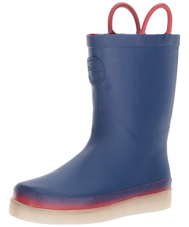 Rain Boots Kids' LED Light-Up Waterproof Rechargeable Rain Boots - Navy - CV12O3VG95N $81.01