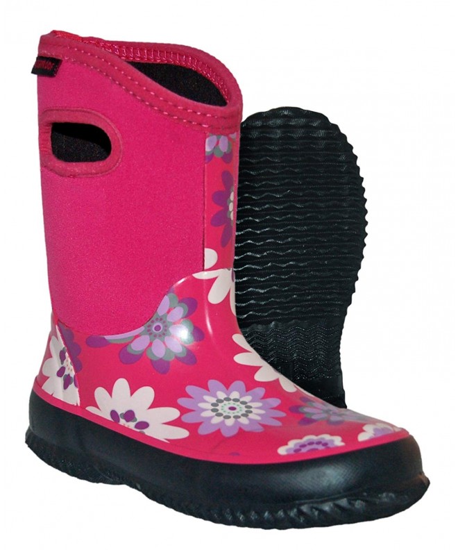 Rain Boots Kids Youth Bayou Rubber/Neoprene Waterproof Boots Rain - Pink Flowers - C6186REK4DM $79.84