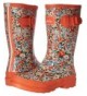 Rain Boots Girls Printed Welly Rain Boot - Bright Orange Ditsy - CE12KMNXNP5 $73.28
