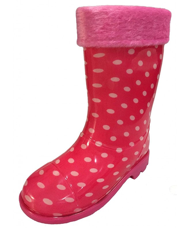 Rain Boots Toddler & Little Girls Youth Pink Polka Dot Rain Snow Boots w/Great Lining - Comfortable - CH11QU1H9IL $28.64