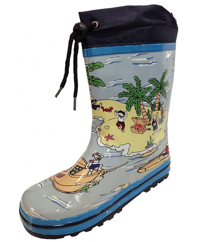 Rain Boots Little Kids Unisex Youth Boat and Beach Rain Boot Snow Boot w/Tie and Lining - Boys and Girls Blue - CS126KFQD5V $...