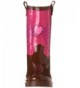 Rain Boots Kids Waterproof Western Boot with Easy Pull on Handles - Western Cowgirl - CU124QXSMSF $54.34