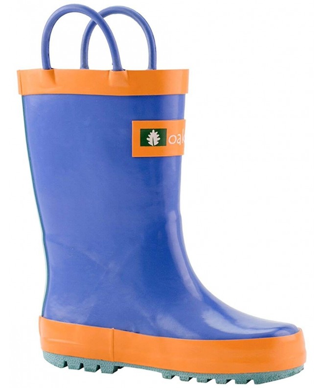 Rain Boots Kids Rain Boots with Easy-On Handles - Blue - Orange & Aqua - 3Y US Big Kid - CQ184IGNERU $36.57