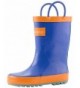 Rain Boots Kids Rain Boots with Easy-On Handles - Blue - Orange & Aqua - 3Y US Big Kid - CQ184IGNERU $33.93